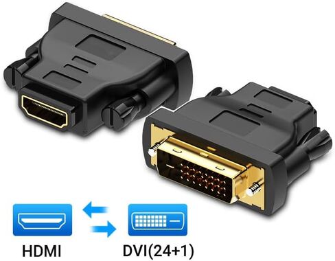 MMOBIEL HDMI to DVI Adapter - Bi-Directional - Male DVI-D Dual Link to Female HDMI - Converter Supports Monitor, PC, TV, Gaming, Projector - 1080p Full HD 60Hz - Gold Connector in Kuwait
