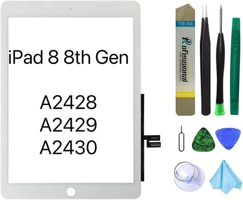 Screen Replacement for iPad 7 7th Gen 2019 A2197 A2198 A2200, for iPad 8 8th Gen 2020 10.2" A2428 A2429 A2430 Digitizer Replacement Without Home Button + Tools(Black) in Kuwait