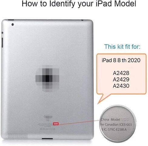 Screen Replacement for iPad 7 7th Gen 2019 A2197 A2198 A2200, for iPad 8 8th Gen 2020 10.2" A2428 A2429 A2430 Digitizer Replacement Without Home Button + Tools(Black) in Kuwait