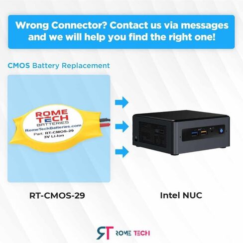 بطارية Rome Tech RTC CMOS لـ Intel NUC 5PPYH، AsRock AM1H-ITX، H110M-ITX، H270M-ITX/ac، B550M ITX اللوحات الأم - بطارية احتياطية للكمبيوتر المحمول BIOS NUC CMOS CR2032 مع كابل سلك ثنائي الدبوس in Saudi Arabia