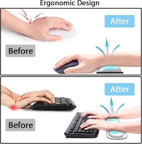 HOPONY Keyboard Wrist Rest + Wrist Support Pads for Keyboard and Mouse, Enlarge Memory Foam Wrist Cushion Support for Office, Computer, Laptops, Mac, Mouse Wrist Pad for Pain Relief Easy Typing, White in Kuwait