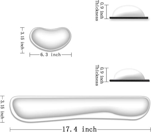 HOPONY Keyboard Wrist Rest + Wrist Support Pads for Keyboard and Mouse, Enlarge Memory Foam Wrist Cushion Support for Office, Computer, Laptops, Mac, Mouse Wrist Pad for Pain Relief Easy Typing, White in Kuwait