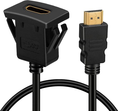 BATIGE HDMI ذكر إلى أنثى سيارة جبل دافق تمديد كابل شاحنة قارب دراجة نارية لوحة القيادة دافق جبل مع لوحة التركيب - 3ft in Kuwait