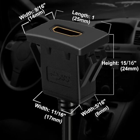 BATIGE HDMI ذكر إلى أنثى سيارة جبل دافق تمديد كابل شاحنة قارب دراجة نارية لوحة القيادة دافق جبل مع لوحة التركيب - 3ft in Kuwait