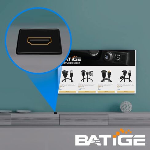 BATIGE HDMI ذكر إلى أنثى سيارة جبل دافق تمديد كابل شاحنة قارب دراجة نارية لوحة القيادة دافق جبل مع لوحة التركيب - 3ft in Kuwait
