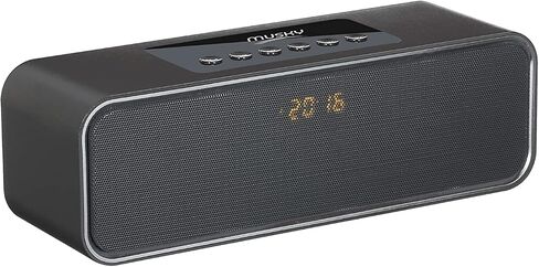 Portable Bluetooth Speaker, with10W Acoustic Driver, LED Display, FM Radio, Alarm Clock, Handsfree Speakerphone, Slots for Micro SD Card & USB & AUX-in, for Smart Phone, Tablet and More(DY22L-Black) in Saudi Arabia