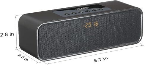 Portable Bluetooth Speaker, with10W Acoustic Driver, LED Display, FM Radio, Alarm Clock, Handsfree Speakerphone, Slots for Micro SD Card & USB & AUX-in, for Smart Phone, Tablet and More(DY22L-Black) in Saudi Arabia