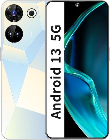 Echoamo 5G Unlocked Cell Phones, 6GB +256GB Unlocked Android 13 Phones, 6.8" FHD+Display 120HzD 64MP Camera, 6800mAh Battery, Dual 5G Unlocked Smartphone, (White) in Kuwait