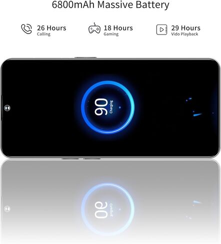 Echoamo 5G Unlocked Cell Phones, 6GB +256GB Unlocked Android 13 Phones, 6.8" FHD+Display 120HzD 64MP Camera, 6800mAh Battery, Dual 5G Unlocked Smartphone, (White) in Kuwait
