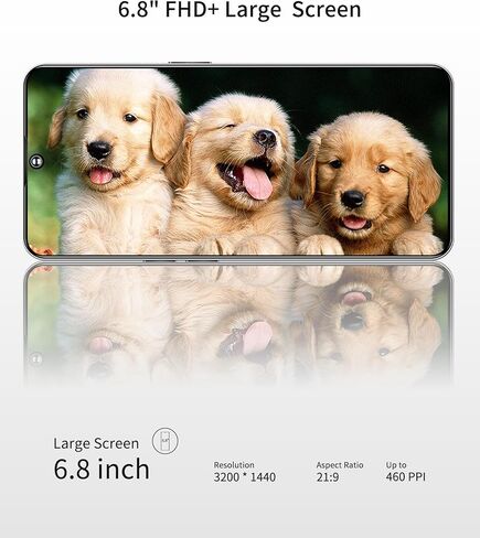 Echoamo 5G Unlocked Cell Phones, 6GB +256GB Unlocked Android 13 Phones, 6.8" FHD+Display 120HzD 64MP Camera, 6800mAh Battery, Dual 5G Unlocked Smartphone, (White) in Kuwait