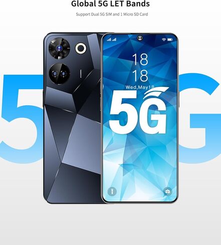 Echoamo 5G Unlocked Cell Phones, 6GB +256GB Unlocked Android 13 Phones, 6.8" FHD+Display 120HzD 64MP Camera, 6800mAh Battery, Dual 5G Unlocked Smartphone, (White) in Kuwait