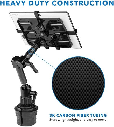 Mount-It! Premium Cup Holder Tablet Mount Fits Vehicle Cupholders 2.75"–3.5" in Diameter, Adjustable Tray for 7"–11" Tablets, Heavy-Duty Aluminum Arm, Full Motion Swivel & Secure Lock Cars Trucks SUVs in Kuwait