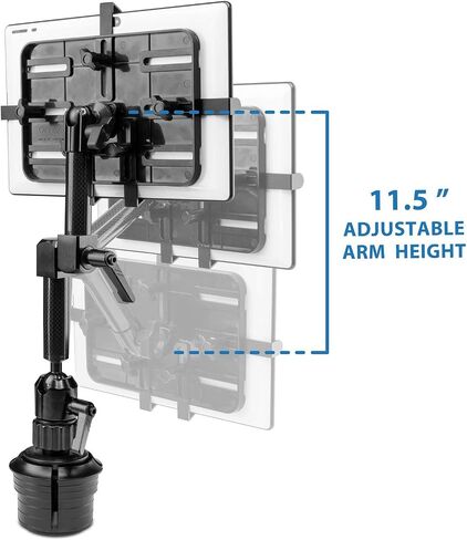 Mount-It! Premium Cup Holder Tablet Mount Fits Vehicle Cupholders 2.75"–3.5" in Diameter, Adjustable Tray for 7"–11" Tablets, Heavy-Duty Aluminum Arm, Full Motion Swivel & Secure Lock Cars Trucks SUVs in Kuwait