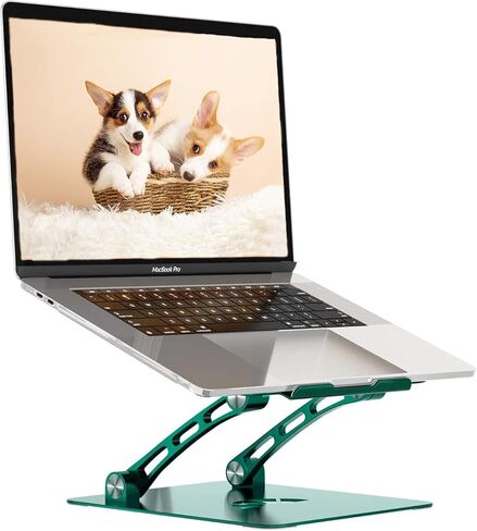 حامل كمبيوتر محمول Younux، حامل كمبيوتر محمول قابل للتعديل ومضاد للانزلاق للمكتب، حامل كمبيوتر محمول مع فتحة تهوية للحرارة، متوافق مع كمبيوتر محمول مقاس 10 بوصة - 17 بوصة (أخضر داكن) in Kuwait