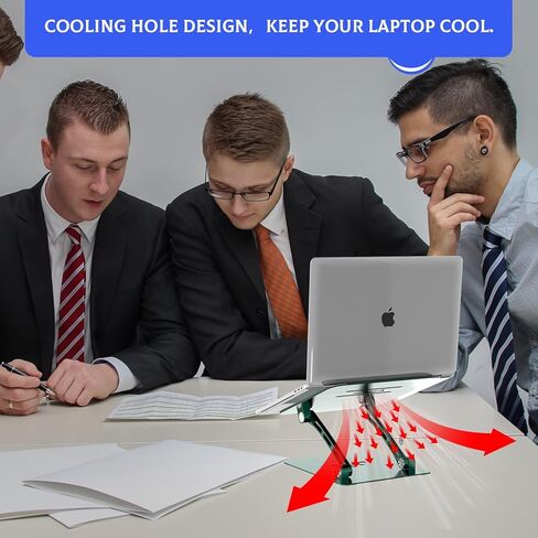 حامل كمبيوتر محمول Younux، حامل كمبيوتر محمول قابل للتعديل ومضاد للانزلاق للمكتب، حامل كمبيوتر محمول مع فتحة تهوية للحرارة، متوافق مع كمبيوتر محمول مقاس 10 بوصة - 17 بوصة (أخضر داكن) in Kuwait