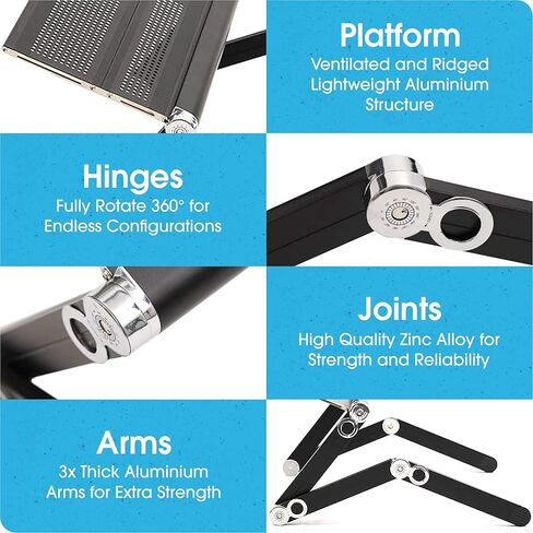 باكبين هيلب صينية طاولة مكتب محمولة قابلة للتعديل وقابلة للطي من الالومنيوم (اسود) in Kuwait