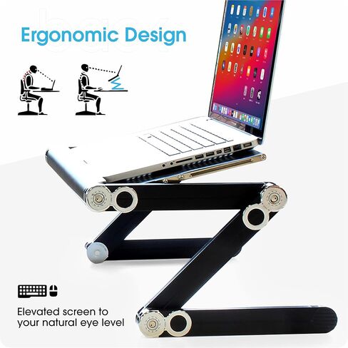 باكبين هيلب صينية طاولة مكتب محمولة قابلة للتعديل وقابلة للطي من الالومنيوم (اسود) in Kuwait