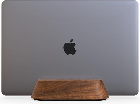 Vertical Laptop Stand for Desk, Adjustable Vertical Laptop Holder, Walnut Wood and Ebony Leather Desktop Dock for Apple MacBook Pro, Surface, Lenovo, Dell and More (0.4'' to 1.5'') in Kuwait