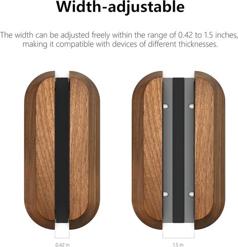 Vertical Laptop Stand for Desk, Adjustable Vertical Laptop Holder, Walnut Wood and Ebony Leather Desktop Dock for Apple MacBook Pro, Surface, Lenovo, Dell and More (0.4'' to 1.5'') in Kuwait