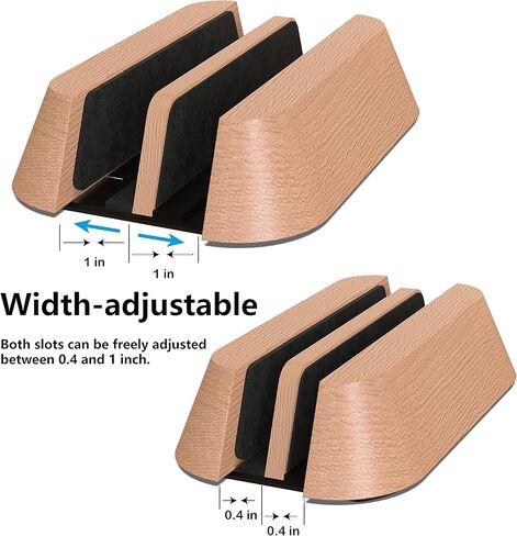 KUSOVILI Dual-Slot Vertical Laptop Stand - Adjustable Handmade Solid Wood Dock for 2 Devices up to 17.3 inch, Compatible with MacBook/Surface/Samsung/HP/Dell/Chrome Book (Oak) in Kuwait