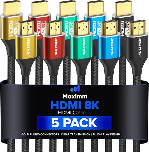 كابل HDMI Maximm 8k بطول 10 أقدام، كابل HDMI 2.1، كابل Hdmi طويل بطول 10 أقدام، كابل Hdmi فائق السرعة، 8k 60 هرتز (10 أقدام، 3 عبوات) in Kuwait