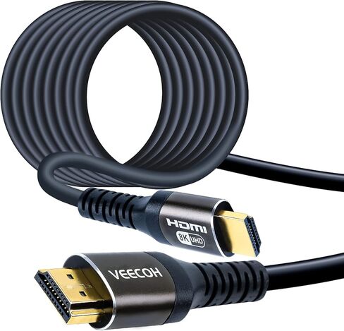كابلات VEECOH 8K HDMI بطول 25FT/8M 2.1، HDR 48 جيجابت في الثانية 8K@60 هرتز 4K@120 هرتز، سلك hdmi، eARC، ARC، CEC، HDCP 2.2، متوافق مع PS5 PS4/Xbox One/HDTV/Blu-ray in Kuwait