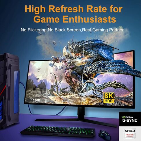 كابلات VEECOH 8K HDMI بطول 25FT/8M 2.1، HDR 48 جيجابت في الثانية 8K@60 هرتز 4K@120 هرتز، سلك hdmi، eARC، ARC، CEC، HDCP 2.2، متوافق مع PS5 PS4/Xbox One/HDTV/Blu-ray in Kuwait