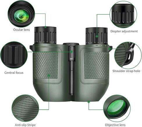مناظير Peilinc 15X25 للبالغين والأطفال، مناظير كبيرة الحجم مدمجة مع رؤية منخفضة الإضاءة للصيد والحفلات الرياضية الخارجية ومشاهدة الطيور in Kuwait