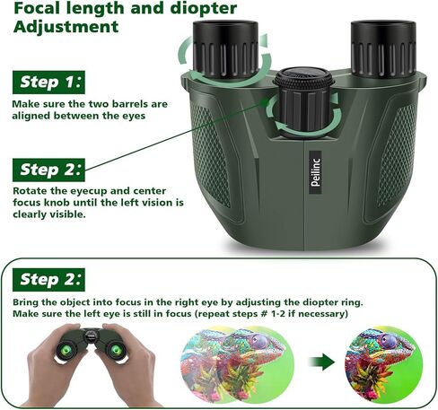 مناظير Peilinc 15X25 للبالغين والأطفال، مناظير كبيرة الحجم مدمجة مع رؤية منخفضة الإضاءة للصيد والحفلات الرياضية الخارجية ومشاهدة الطيور in Kuwait