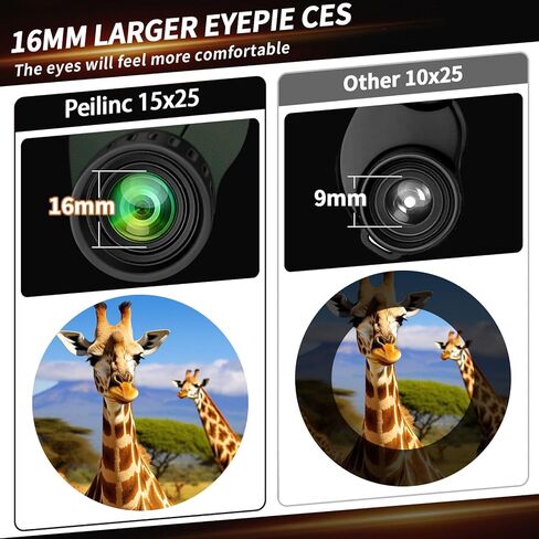 مناظير Peilinc 15X25 للبالغين والأطفال، مناظير كبيرة الحجم مدمجة مع رؤية منخفضة الإضاءة للصيد والحفلات الرياضية الخارجية ومشاهدة الطيور in Kuwait