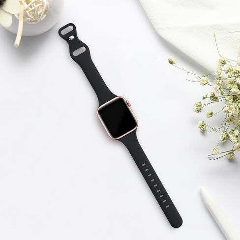 Slim Thin Narrow Bands Compatible with Apple Watch 38mm 40mm 41mm 42mm 44mm 45mm 49mm, Replacement Soft Silicone Sport Strap Wristbands for iWatch Series 9/8/7/6/5/4/3/2/1 Ultra/Ultra SE Women Men in Saudi Arabia