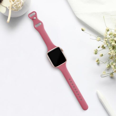 أربطة رفيعة رفيعة وضيقة متوافقة مع ساعة Apple 38 مم 40 مم 41 مم 42 مم 44 مم 45 مم 49 مم، استبدال أساور المعصم الرياضية المصنوعة من السيليكون الناعم لسلسلة iWatch 9/8/7/6/5/4/3/2/1 Ultra/Ultra SE للنساء والرجال in Kuwait
