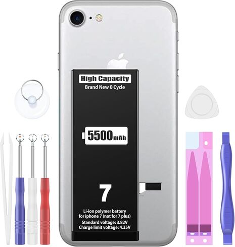 EMNT (5500mAh Battery for iPhone 7 (2023 New Version),(Model:A1660, A1778, A1779) Replacement Battery with High Capacity for iPhone 7 with Full Remove Repair Tool Kit l in Kuwait