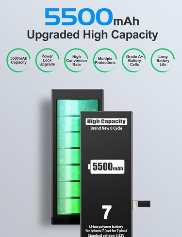 EMNT (5500mAh Battery for iPhone 7 (2023 New Version),(Model:A1660, A1778, A1779) Replacement Battery with High Capacity for iPhone 7 with Full Remove Repair Tool Kit l in Kuwait