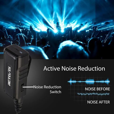 Retevis DSP Noise Reduction Two Way Radio Headset with Mic, Compatible RT22 RT21 H-777 RT68 NR10 RB85 RT22S Baofeng UV-5R 2 Way Radios, Acoustic Tube Earpiece for Walkie Talkies(1 Pack) in Saudi Arabia