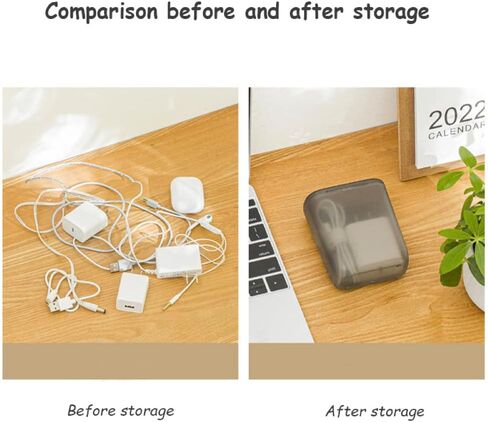 ANNEBAZAAR 2PCS Dustproof Portable Cable Storage Transparent Box for Cable Wire Organizer (Gray) in Saudi Arabia