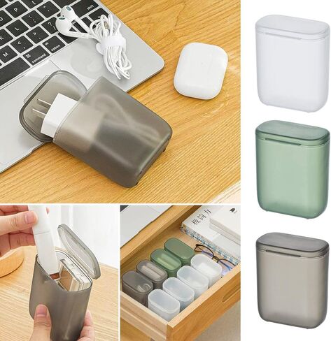 ANNEBAZAAR 2PCS Dustproof Portable Cable Storage Transparent Box for Cable Wire Organizer (Gray) in Saudi Arabia