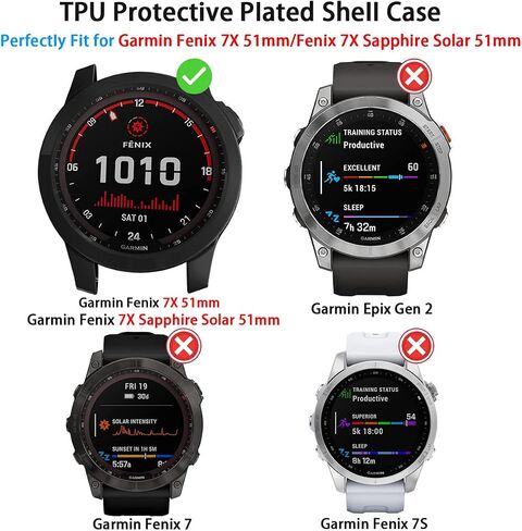 Suoman 4 عبوات لواقي شاشة Garmin Fenix ​​7X 51 مم + أغطية واقية، مجموعة حافظة واقية من مادة TPU الشاملة + شاشة زجاجية مقواة لـ Garmin Fenix ​​7X /7X Solar/Sapphire Solar - شفاف in Kuwait