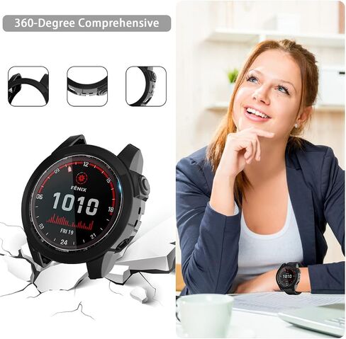 Suoman 4 عبوات لواقي شاشة Garmin Fenix ​​7X 51 مم + أغطية واقية، مجموعة حافظة واقية من مادة TPU الشاملة + شاشة زجاجية مقواة لـ Garmin Fenix ​​7X /7X Solar/Sapphire Solar - شفاف in Kuwait