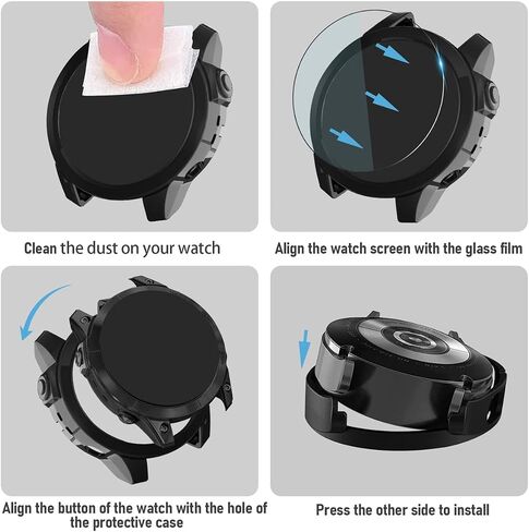 Suoman 4 عبوات لواقي شاشة Garmin Fenix ​​7X 51 مم + أغطية واقية، مجموعة حافظة واقية من مادة TPU الشاملة + شاشة زجاجية مقواة لـ Garmin Fenix ​​7X /7X Solar/Sapphire Solar - شفاف in Kuwait