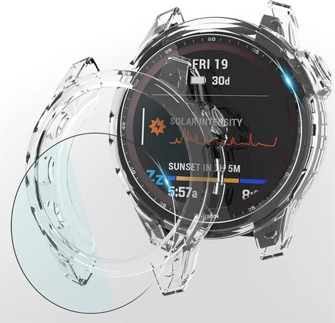 Suoman 4 عبوات لواقي شاشة Garmin Fenix ​​7X 51 مم + أغطية واقية، مجموعة حافظة واقية من مادة TPU الشاملة + شاشة زجاجية مقواة لـ Garmin Fenix ​​7X /7X Solar/Sapphire Solar - شفاف in Kuwait