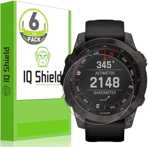 IQShield Screen Protector Compatible with Garmin Fenix 7/ Fenix 7 Solar/Fenix 7 Sapphire Solar/Fenix 7 Pro/Fenix 7 Pro Solar/Fenix 7 Pro Sapphire Solar 47mm (6-Pack) Anti-Bubble Clear TPU Film in Kuwait