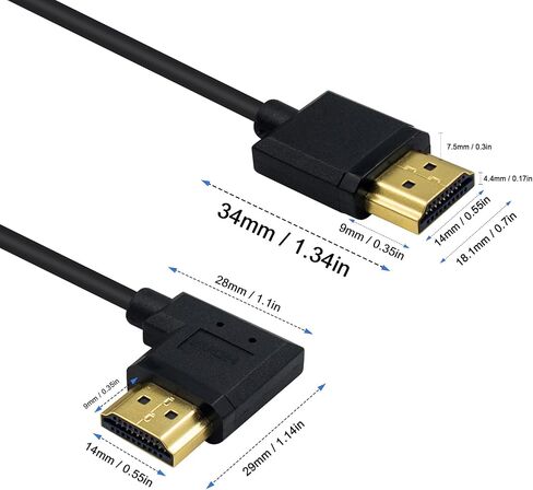 كابل Duttek 4K HDMI، كابل HDMI إلى HDMI، كابل موسع HDMI ذكر إلى ذكر رفيع للغاية بزاوية يمين لـ 3D و4K Ultra HD TV Stick HDMI 2.0 سلك 0.15 متر/ 6 بوصة in Kuwait