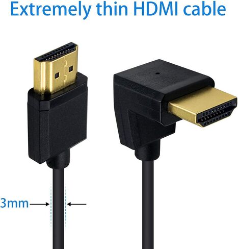 كابل Duttek 4K HDMI، كابل HDMI إلى HDMI، كابل موسع HDMI ذكر إلى ذكر رفيع للغاية بزاوية يمين لـ 3D و4K Ultra HD TV Stick HDMI 2.0 سلك 0.15 متر/ 6 بوصة in Kuwait