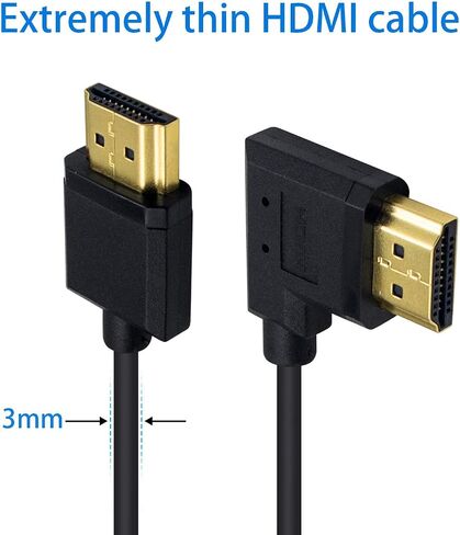 كابل Duttek 4K HDMI، كابل HDMI إلى HDMI، كابل موسع HDMI ذكر إلى ذكر رفيع للغاية بزاوية يمين لـ 3D و4K Ultra HD TV Stick HDMI 2.0 سلك 0.15 متر/ 6 بوصة in Kuwait