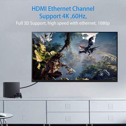 كابل Duttek 4K HDMI، كابل HDMI إلى HDMI، كابل موسع HDMI ذكر إلى ذكر رفيع للغاية بزاوية يمين لـ 3D و4K Ultra HD TV Stick HDMI 2.0 سلك 0.15 متر/ 6 بوصة in Kuwait