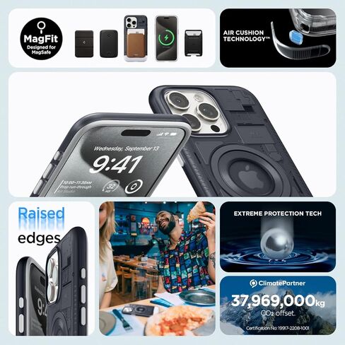 حافظة Spigen المغناطيسية المصممة لهاتف iPhone 15 Pro Max، Classic C1 MagFit [حماية من الدرجة العسكرية] متوافقة مع MagSafe (2023) - أزرق بوندي in Kuwait