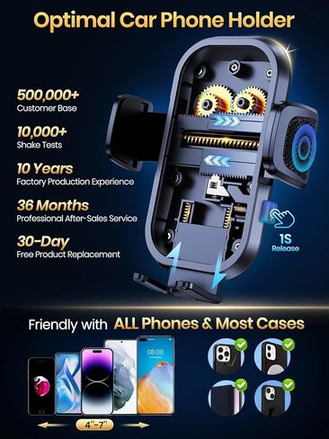 TOPK [حامل هاتف مكون من قطعتين للسيارة 2023، حامل هاتف بمشبك ترقية لحامل هاتف السيارة، حامل هاتف خلوي بدون استخدام اليدين لهاتف iPhone، Android الذكي، هاتف من 4 بوصات إلى 7 بوصات in Kuwait