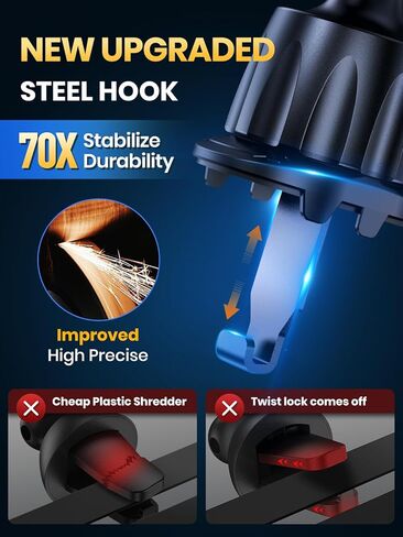 TOPK [حامل هاتف مكون من قطعتين للسيارة 2023، حامل هاتف بمشبك ترقية لحامل هاتف السيارة، حامل هاتف خلوي بدون استخدام اليدين لهاتف iPhone، Android الذكي، هاتف من 4 بوصات إلى 7 بوصات in Kuwait