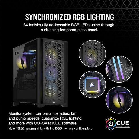 كمبيوتر الألعاب Corsair Vengeance i7500 Series - وحدة المعالجة المركزية Intel Core i7 14700KF المبردة بالسوائل - وحدة معالجة الرسومات NVIDIA GeForce RTX 4070Ti - ذاكرة Vengeance RGB DDR5 بسعة 32 جيجابايت - محرك أقراص SSD سعة 1 تيرابايت M.2 - أسود in Kuwait
